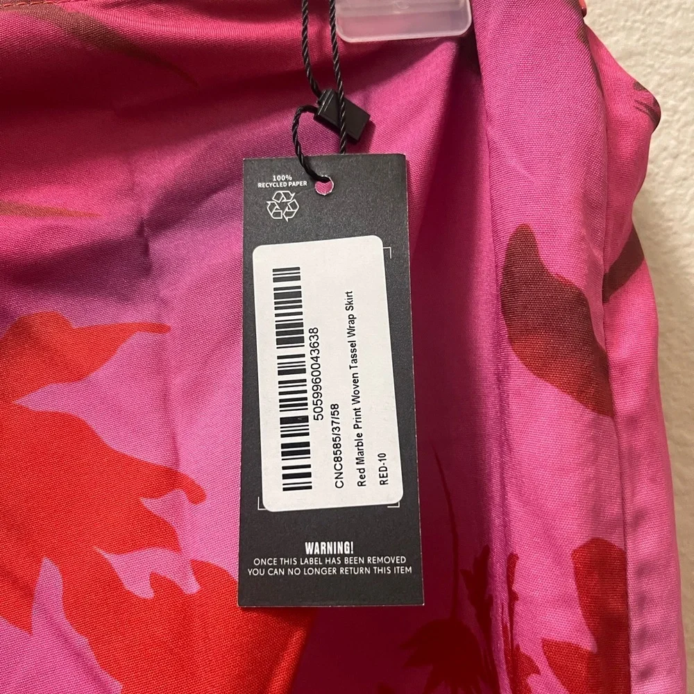 Red and Pink Floral Fringe Skirt - Picture 2 of 3